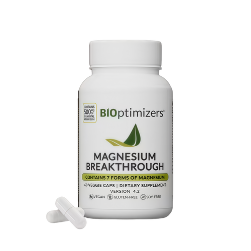 BIOptimizers Magnesium Breakthrough Supplement with 500mg - 7 Forms of Magnesium: Glycinate, Malate, Citrate, and More - Natural Support for Sleep and Cognitive Function -60 Capsules- Calming Vitamins