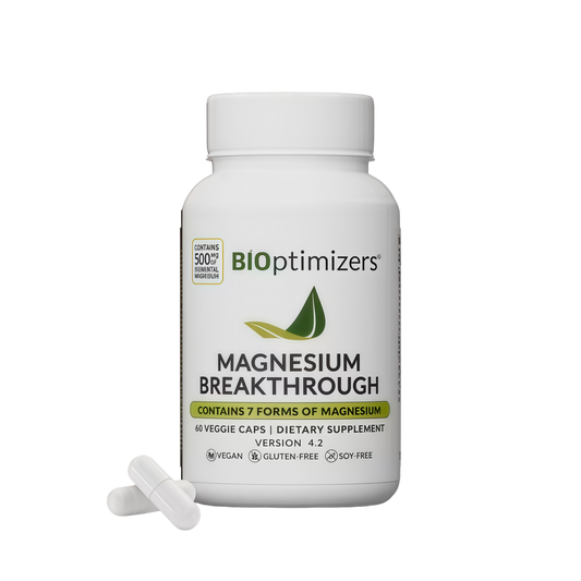 BIOptimizers Magnesium Breakthrough Supplement with 500mg - 7 Forms of Magnesium: Glycinate, Malate, Citrate, and More - Natural Support for Sleep and Cognitive Function -60 Capsules- Calming Vitamins